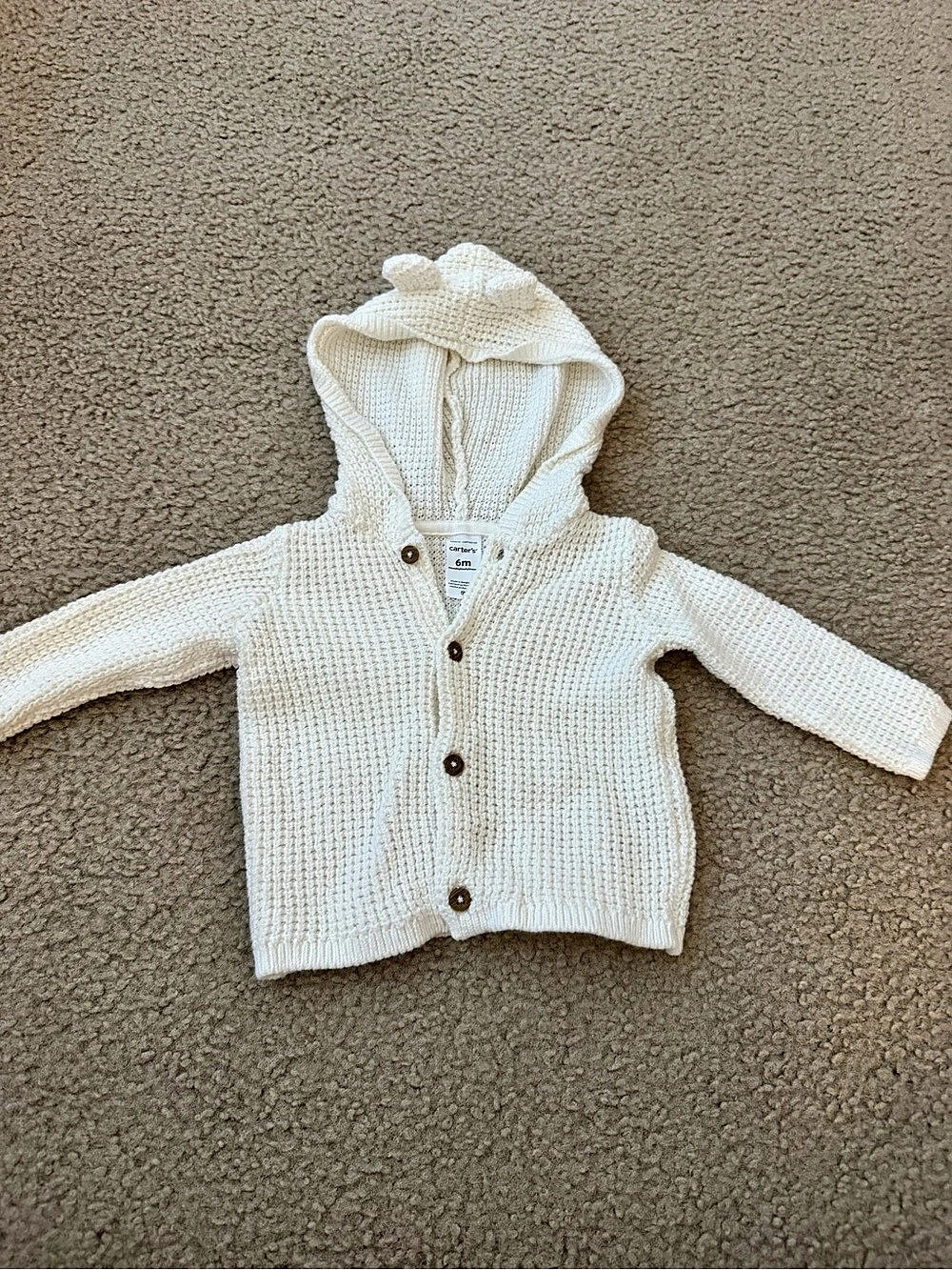 Carter's Bear Ear Hooded Waffle Knit Cardigans